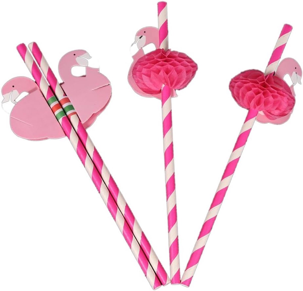 Rietjes voor cocktails, papieren rietjes opvouwbaar met flamingo voor verjaardag/bruiloftsfeest