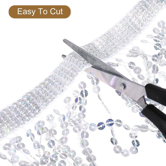 1 Iarde 15,24 cm pailletten, franjes, trim, pailletten, kant, glitter, franjes, trimband voor jurken, latin, dans, doe-het-zelf, naaien, handwerk, decoratief (zilver) — afbeelding 3