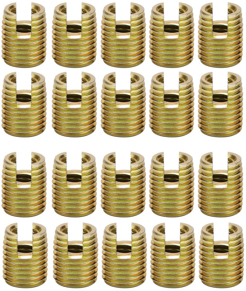 Schroefdraadinzetstukken, Akozon 20 stuks 302 Koolstofstaal Zelftappende schroefdraad Inzet Schroef Reparatieset (interne M5* 0,8 Extern M8 * 1,0: 10 mm)