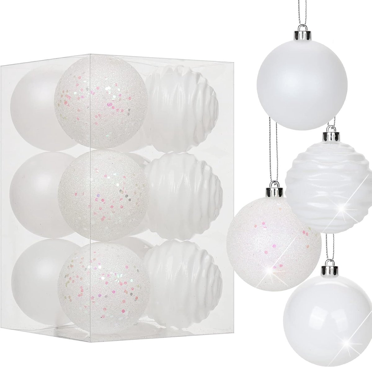 Kerstballen van 8 cm, kunststof kerstboomversiering met ophangoog, kerstboomversiering voor bruiloft, feestdagen, feest, Kerstmis, Halloween, woondecoratie