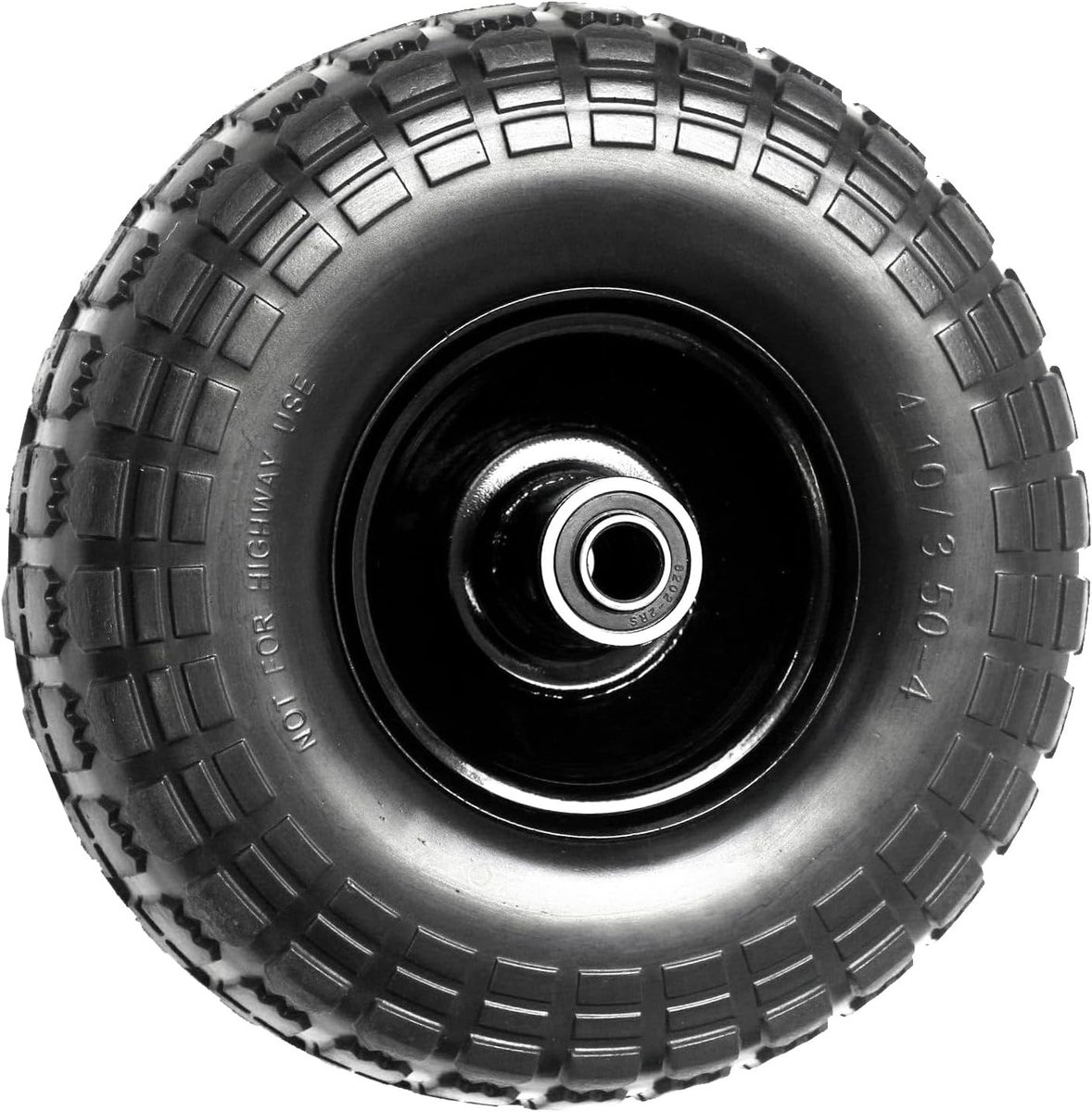 10 inch 4.10/3.50-4 PU Foam Gevuld Staal Wiel Kruiwagen Sack Trolley 16mm droeg 45mm Offset