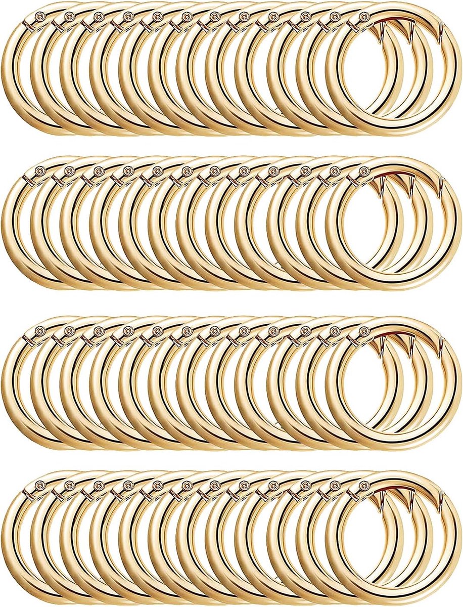 50 stuks ronde karabijnhaken, sleutelhangers, 23,5 mm sleutelring veer-O-ringen, splitring, drukknop clip voor sleutelring, tas, portemonnee, accessoires, karabijnhaak