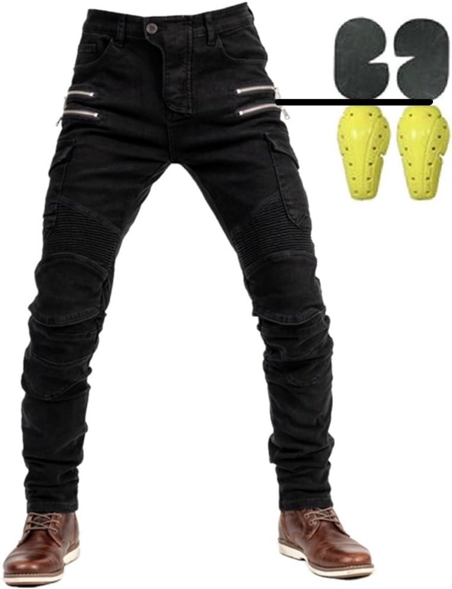 Motorjeans voor mannen, motorbroek voor heren, motorbroek, beschermende motorbroek met 4x beschermpads