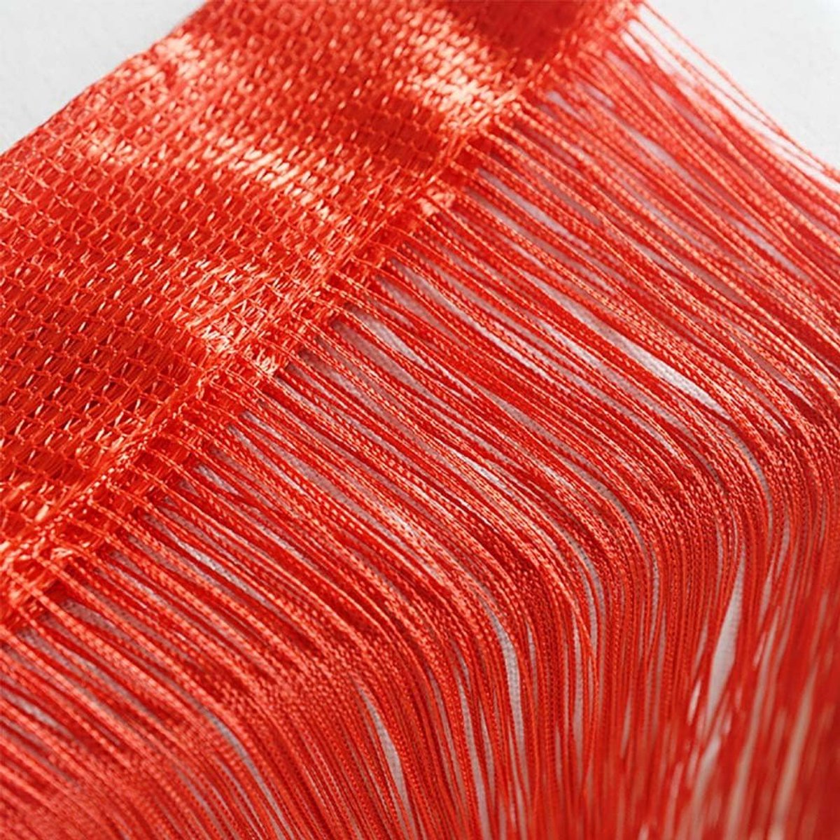 Deurgordijn/wandpaneel met franjes, voor ramen, thuis, terras, slaapkamer, bruiloft, restaurant, ideale ruimteverdeler, decoratieve kwastjes, polyester, rood, 100 x 200 cm