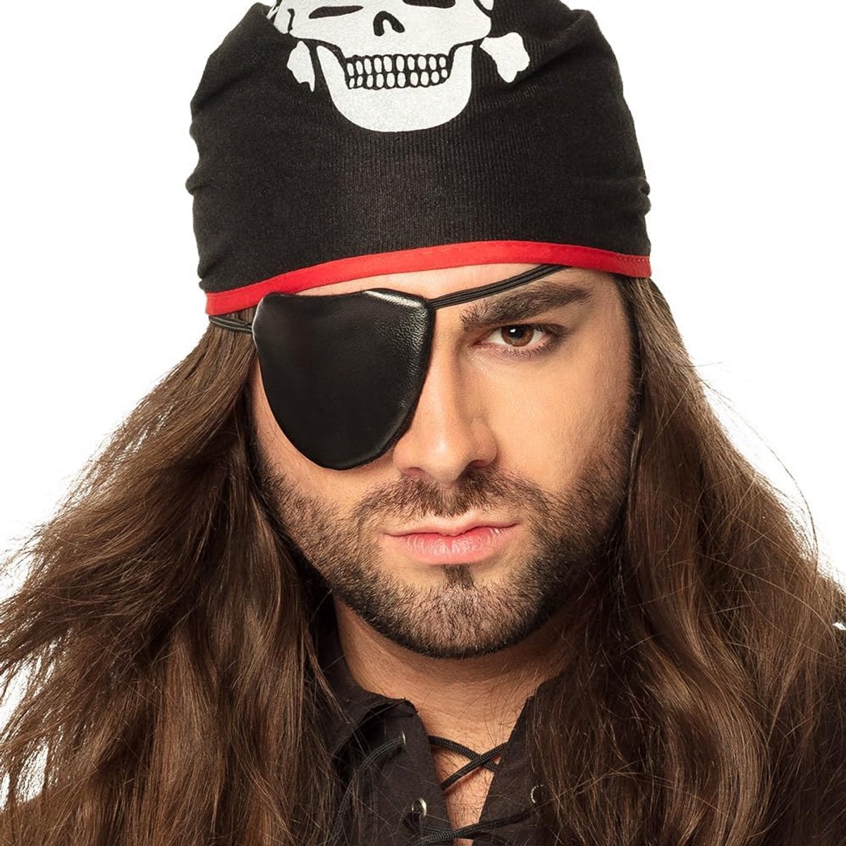 74195 - Hoofddoek met ooglapje, hoofddeksel voor carnavalskostuums, piratenkostuum, carnaval, themafeest, themafeest