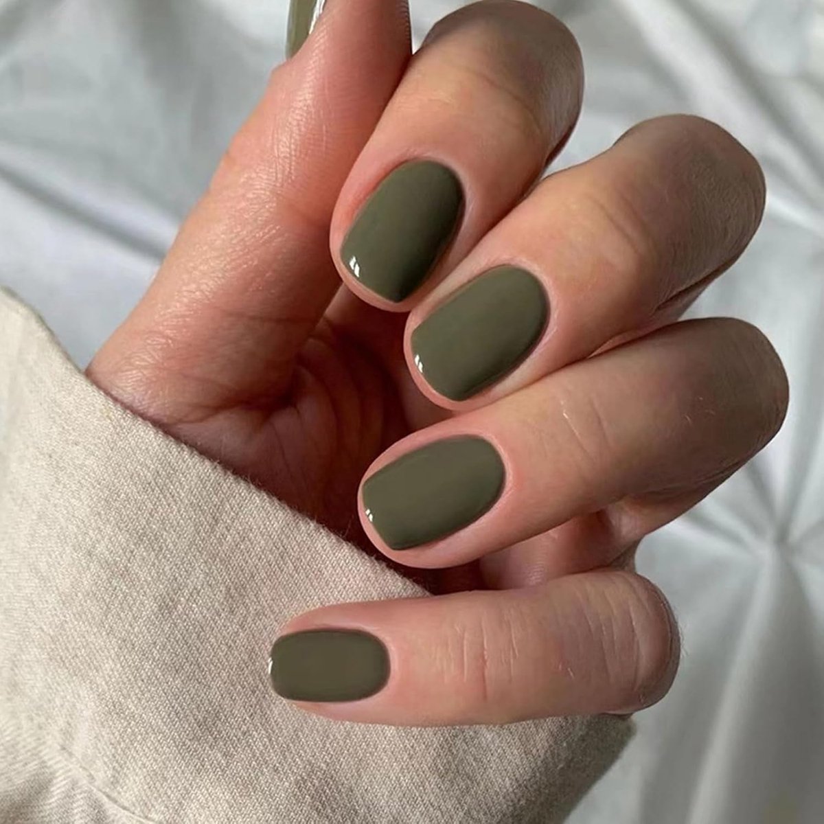 Nagels om op te plakken, kort, vierkant, press-on nagels, glanzend, pure kleur, acryl, volledige dekking, valse nagels, Franse kunstnagels, voor vrouwen en meisjes, 24 stuks (mat chagroen)