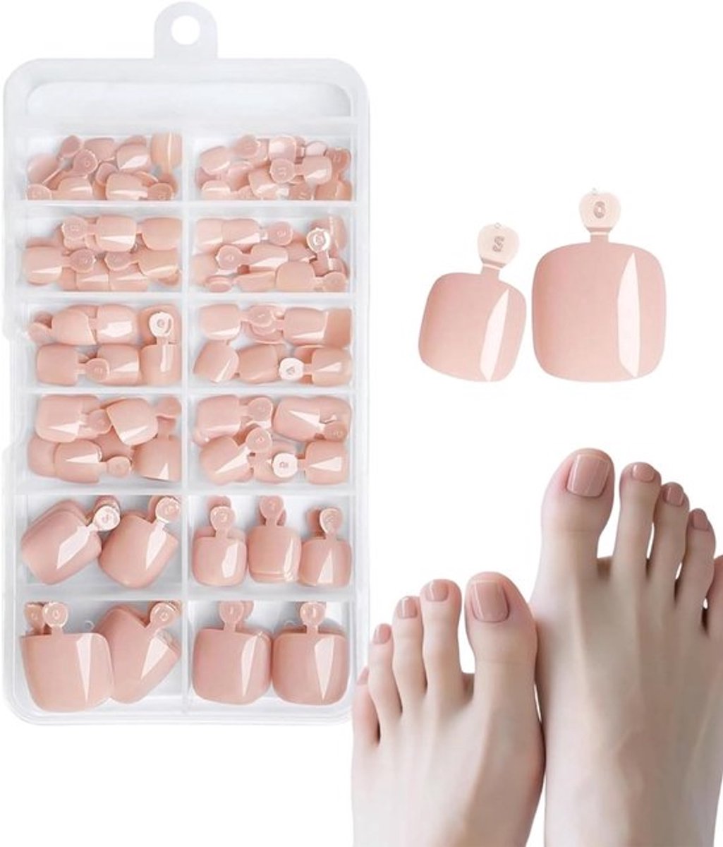Set van 120 Kunstnagels voor Voeten, Natuurlijke Kleur Kunstteennagels voor Pedicure en DIY Nagelkunst