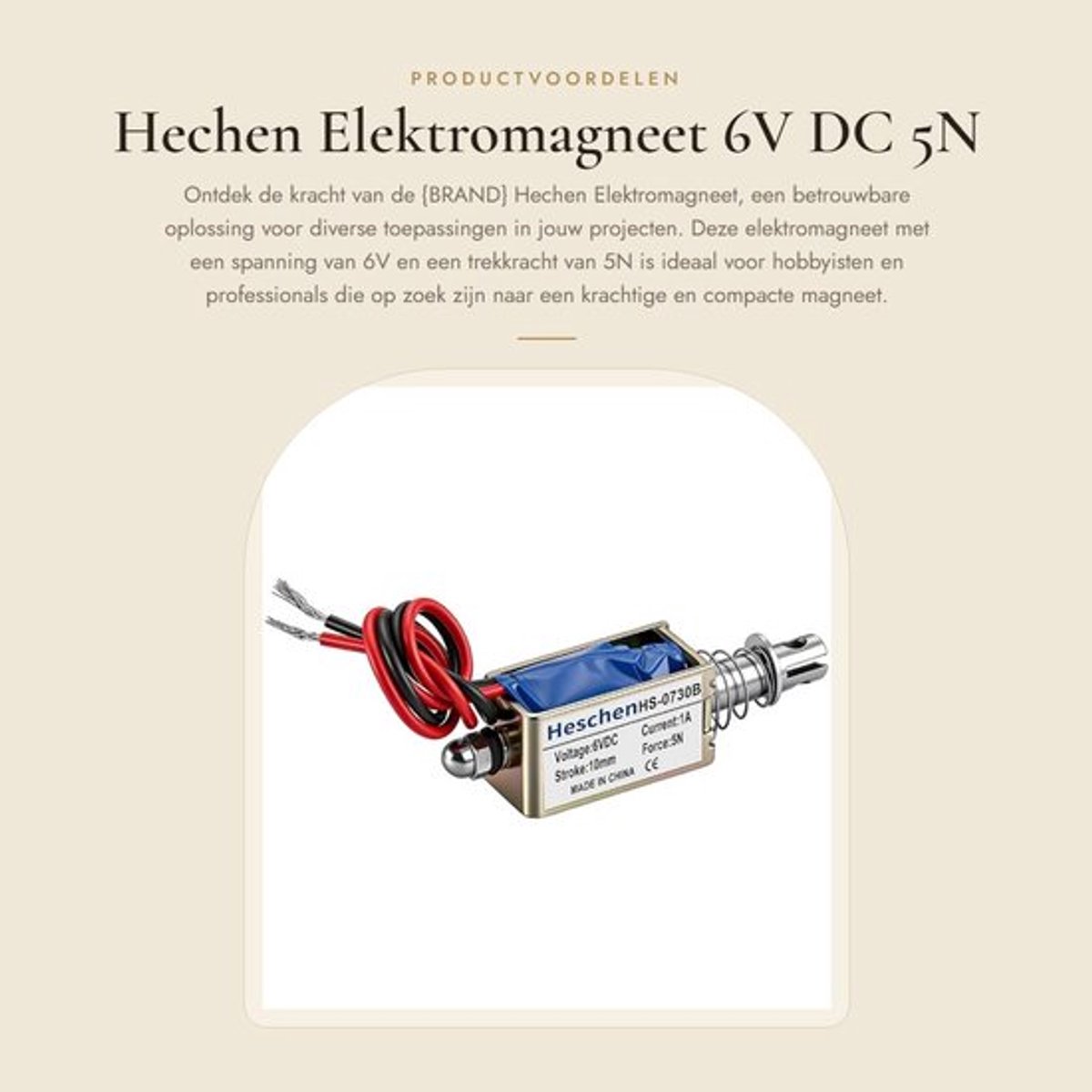 Hechen Elektromagneet - 6V DC - 5N Kracht - Compacte Afmetingen - Push Pull Type - Perfect voor DIY Projecten - Hoogwaardige Magneetventiel