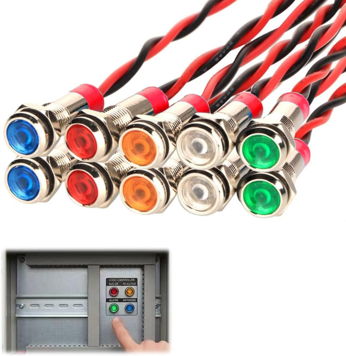 Indicatorlichten 6 mm - 12 V set met kabel - Waterdichte signaallampen - SnelShoppen