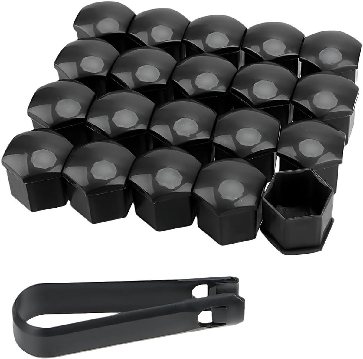 Wheel Nut Cover Set of 20 Hex Car Protector Covers for Tire Nuts with Removal Tool (Black, 17mm) for Car and Car - ShopVlot