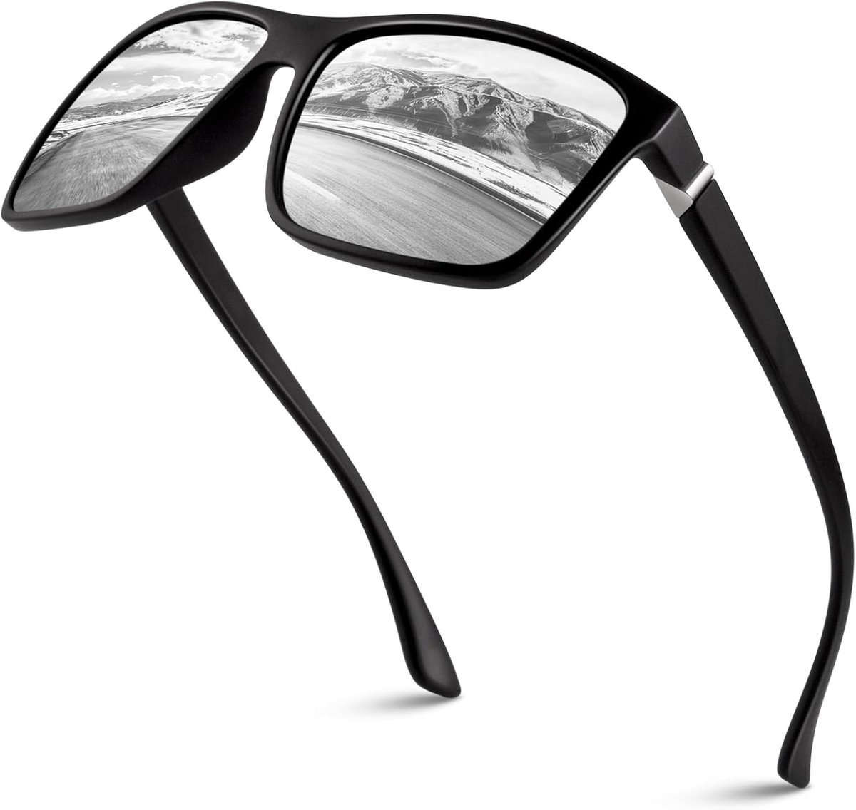 GQUEEN Retro Polarised Sunglasses for Driving Fishing UV400 Protection Medium, 1.3 matte black frame/silver - ShopVlot