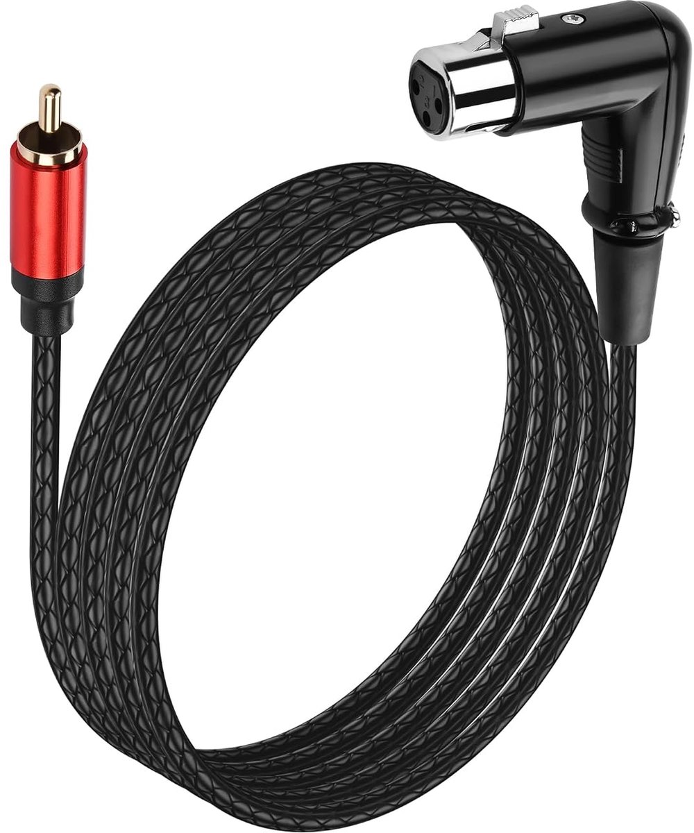 SinLoon 90° XLR vrouwelijk naar RCA-stekker kabel, 2 m, 3-polige symmetrische naar niet-gebalanceerde adapter. Zachte - ShopVlot