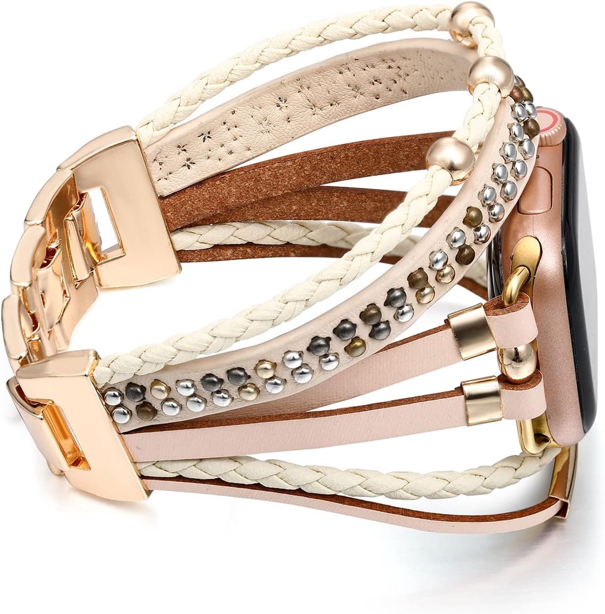 Leather Straps Compatible with Apple Watch Band Bracelets 38mm 40mm 41mm 42mm 44mm 45mm 49mm Boho Multilayer Wrap - ShopVlot