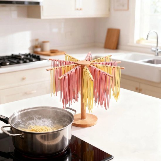 Noedeldroger, draaibare pastadroger, pastadroogrek, met 9 afneembare stanggrepen, voor Italiaanse pasta, Chinese - ShopVlot — afbeelding 5