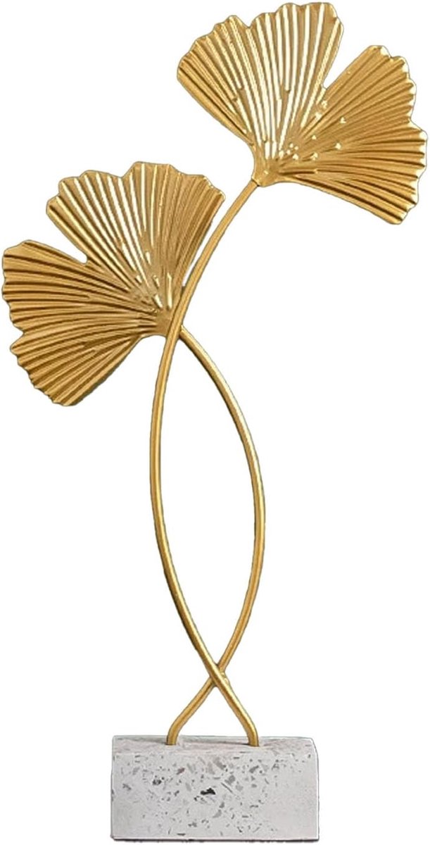 Ginkgo Leaf Sculpture, Iron Decoration Ginkgo Leaf, Creative Ginkgo Leaf Figurine, Metal Gold Leaves Decoration - ShopVlot