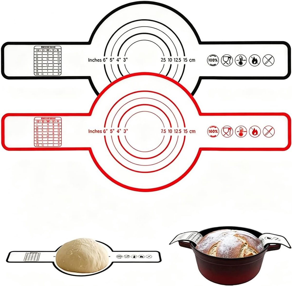 Siliconen bakmat, set van 2 (2 kleuren), anti-aanbaklaag en hittebestendig tot 230 °C, vaatwasmachinebestendig voor - ShopVlot
