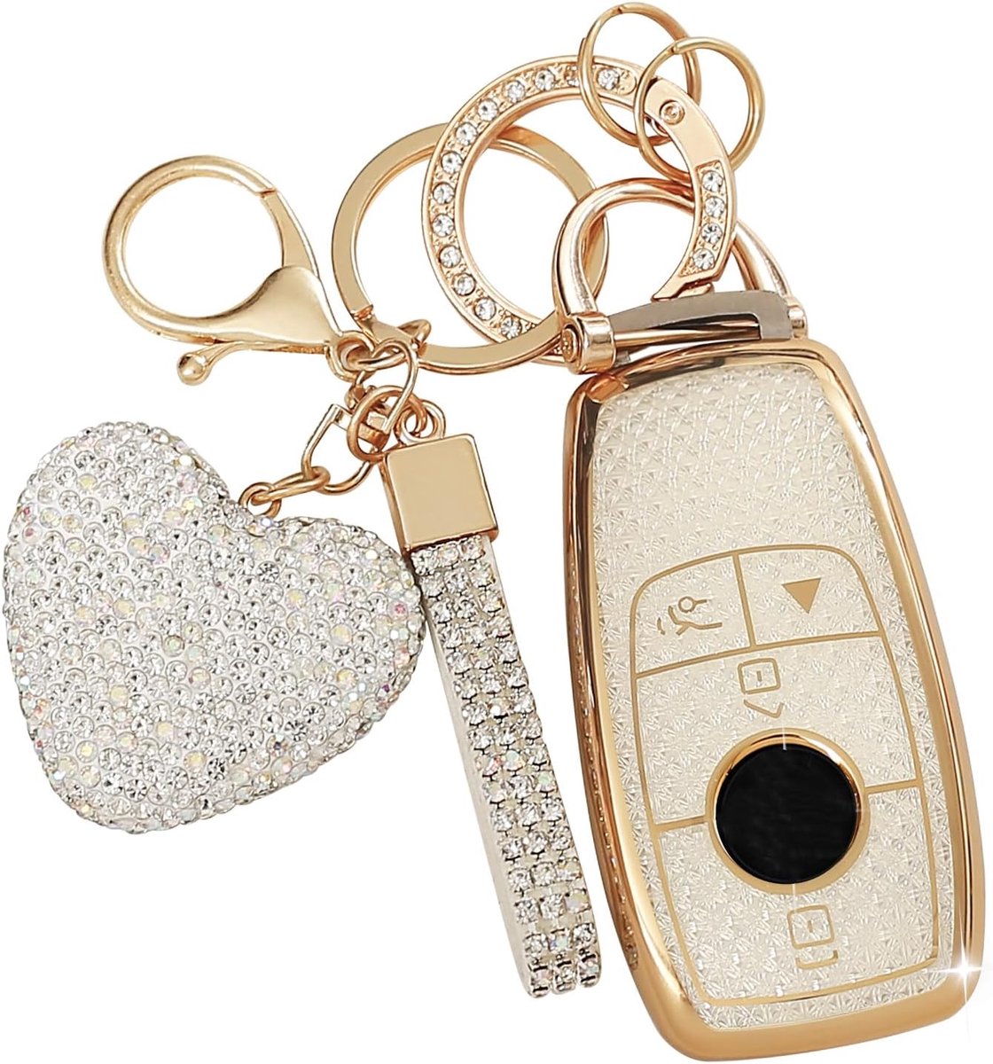 Car Key Case with Heart Key Chain Fit for Mercedes Benz Keys Compatible with Mercedes Benz 2019–2021 A-Class C-Class - ShopVlot