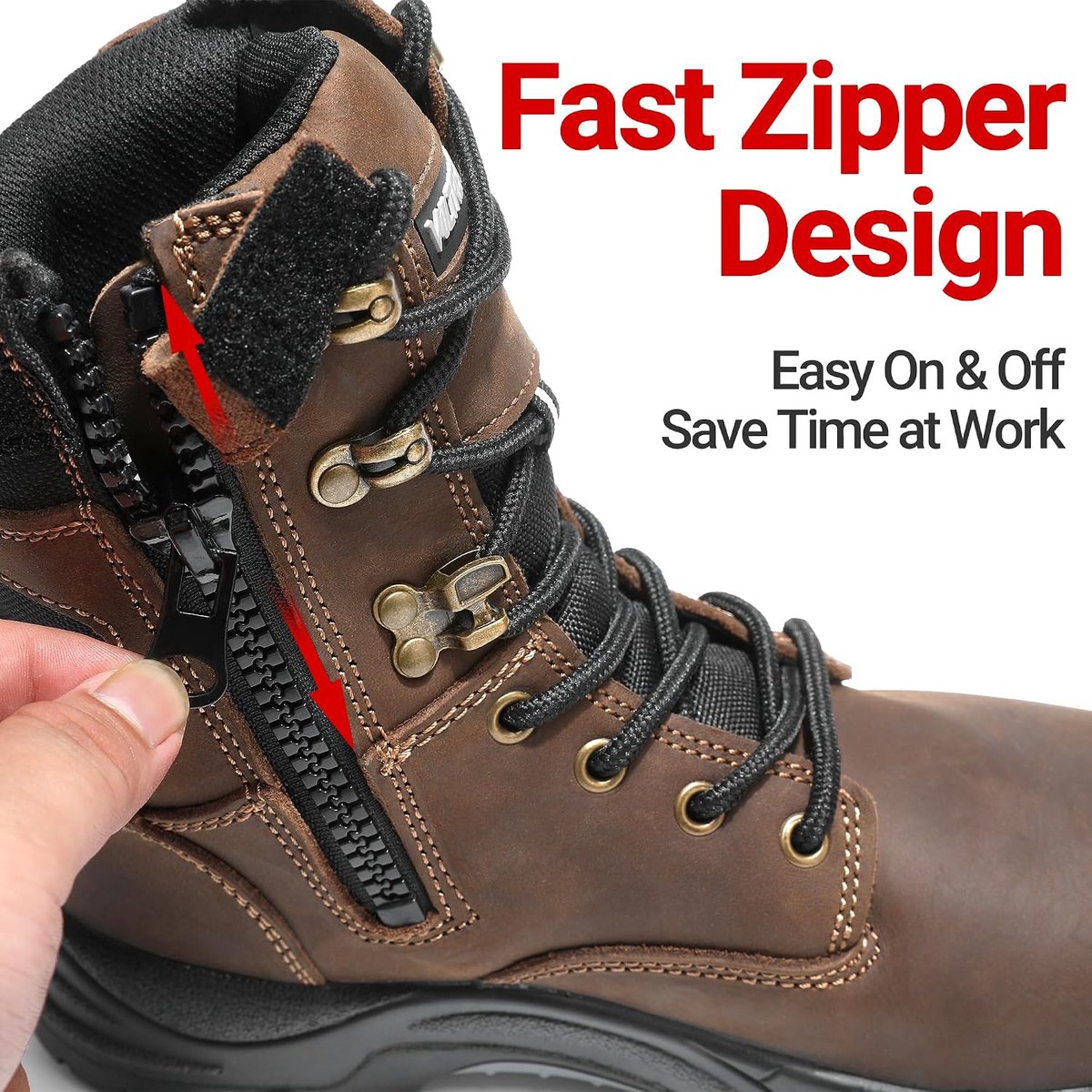 S3L HRO SR Safety Boots, Work Boots, Steel Toe Cap, Comfortable, Non-Slip, Size 37-47 EU, Brown, 46 EU - ShopVlot