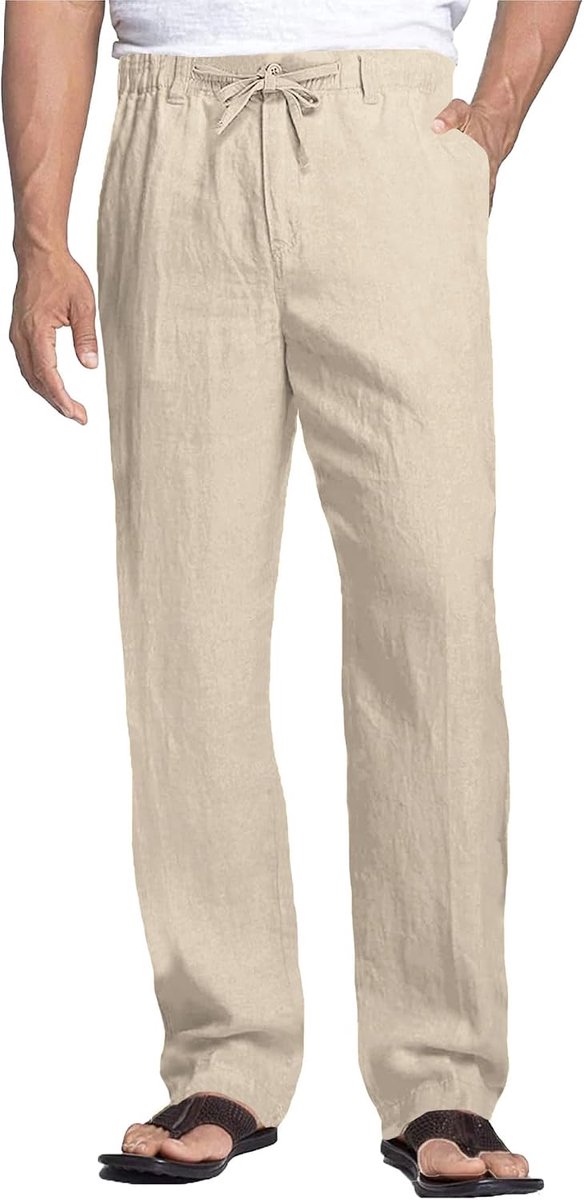 Cegerne Men's Linen Pants Lightweight, Summer Pants Casual, Beach Pants with Drawstring and Pockets for Vacation - ShopVlot