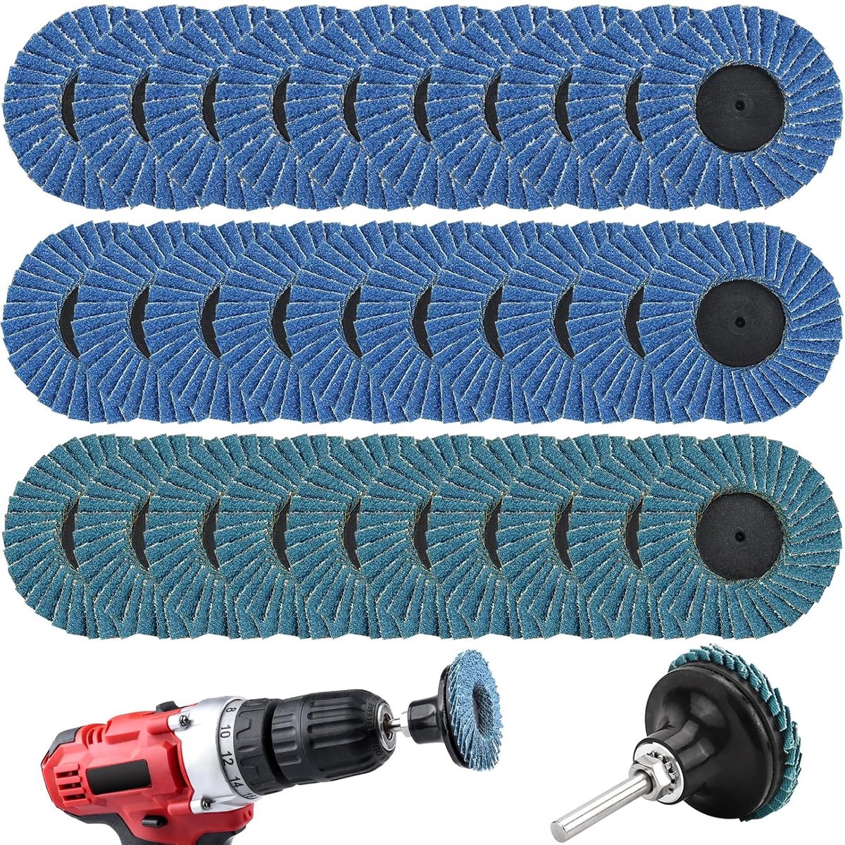 Impeller Discs 50 mm, Pack of 30 Sanding Discs Diameter 50 mm, Fan Disc for Drill 40/60/80 Grit Size, Professional - ShopVlot