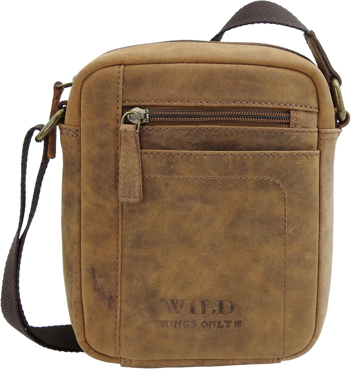 Rustic look men's leather Shoulder Bag small men's Crossbody Messenger Bag, Brown, Brown - ShopVlot