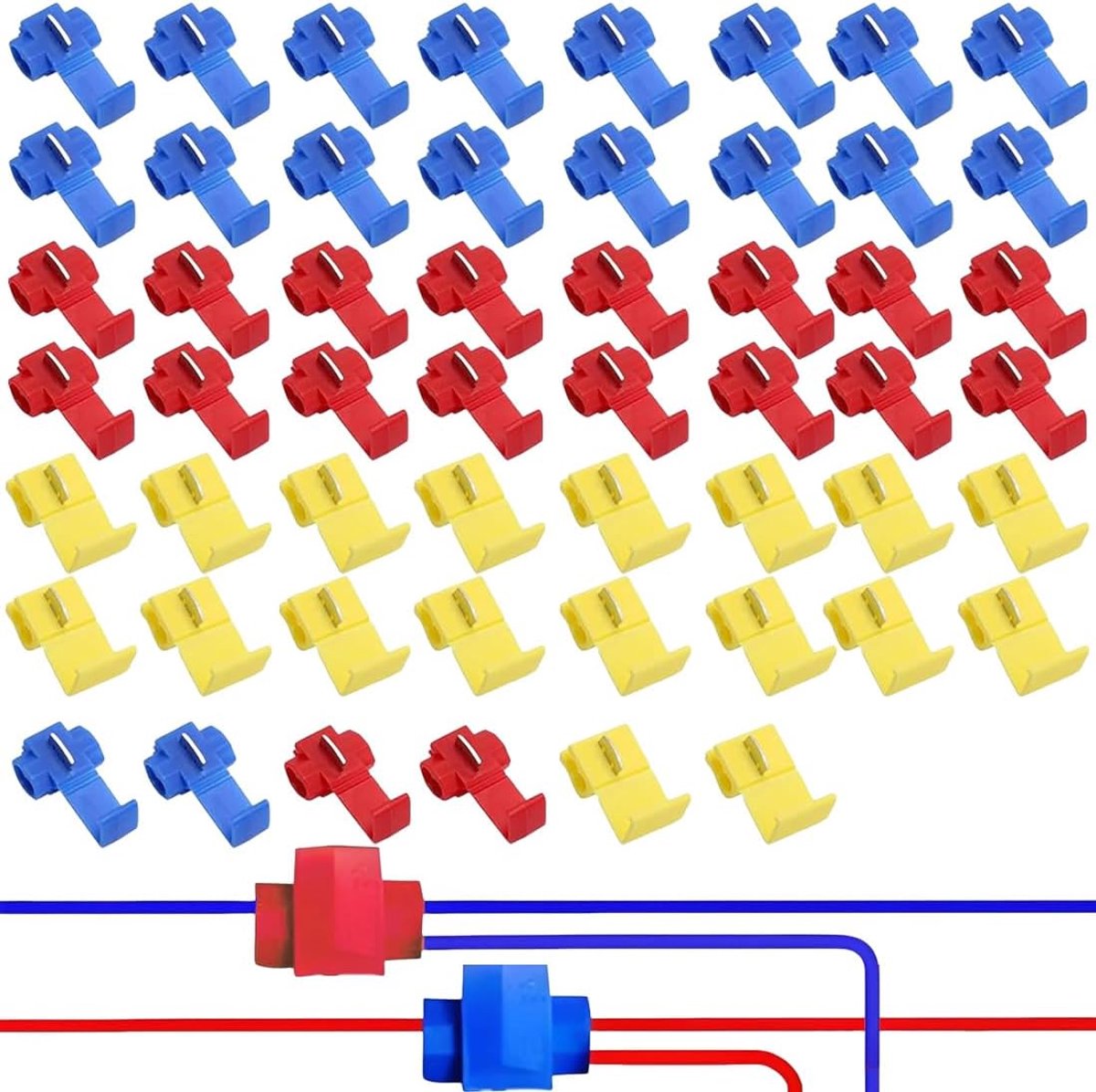 60 elektrische snelkoppelingen, Schotse vergrendeling, rood, 0,5-1,0 mm², blauw, 0,75-2,5 mm², geel, 2,5-4 mm² - ShopVlot