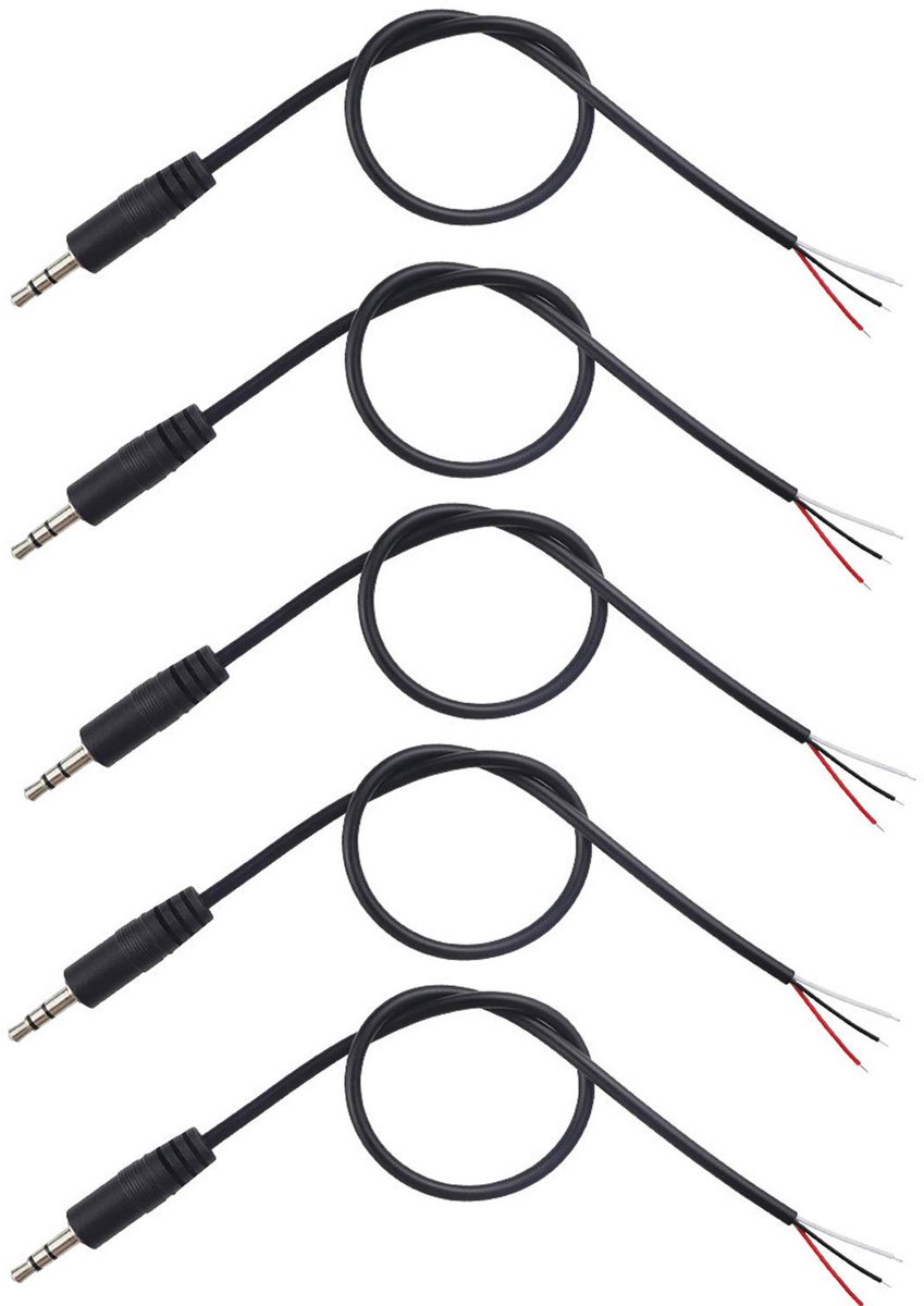 3.5mm Male Plug to Bare Wire, 5pcs 3.5mm Plug Jack Connector to Bare Wire Open End Audio Cable for Earphone Headphone - ShopVlot