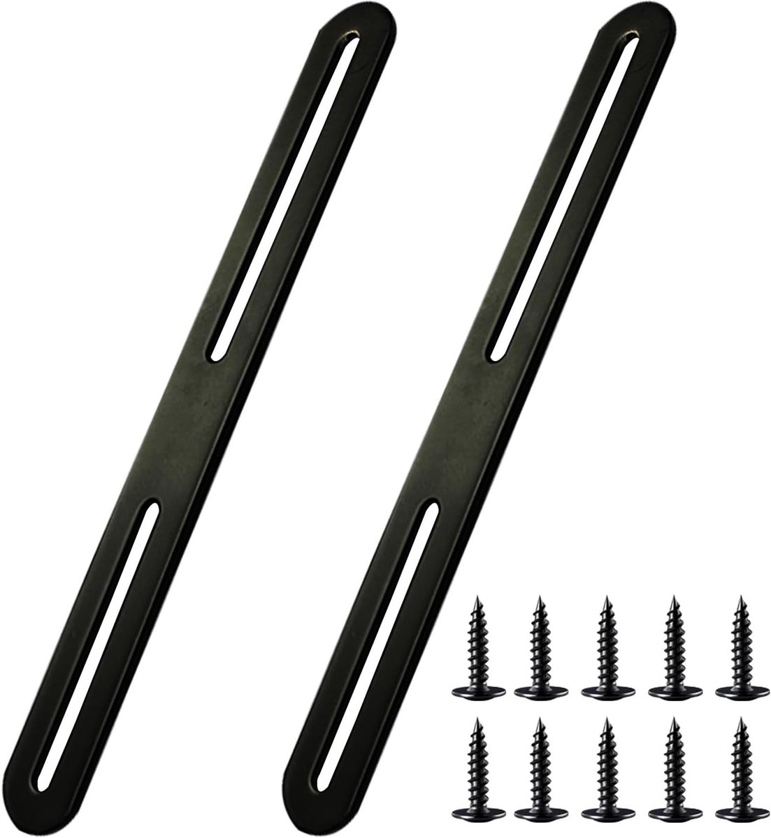 Mounting legs, 280 x 24 mm, black, stainless steel, mounting legs for repair, joints, furniture, set of 2 (2, 280 x 24 - ShopVlot