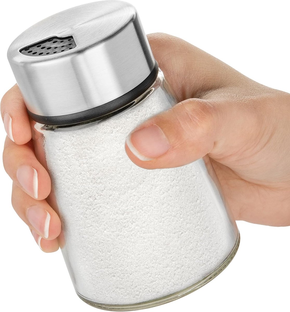 Salt Shaker or Pepper Shaker with Adjustable Pour Holes - Stainless Steel Spice Dispenser - ShopVlot