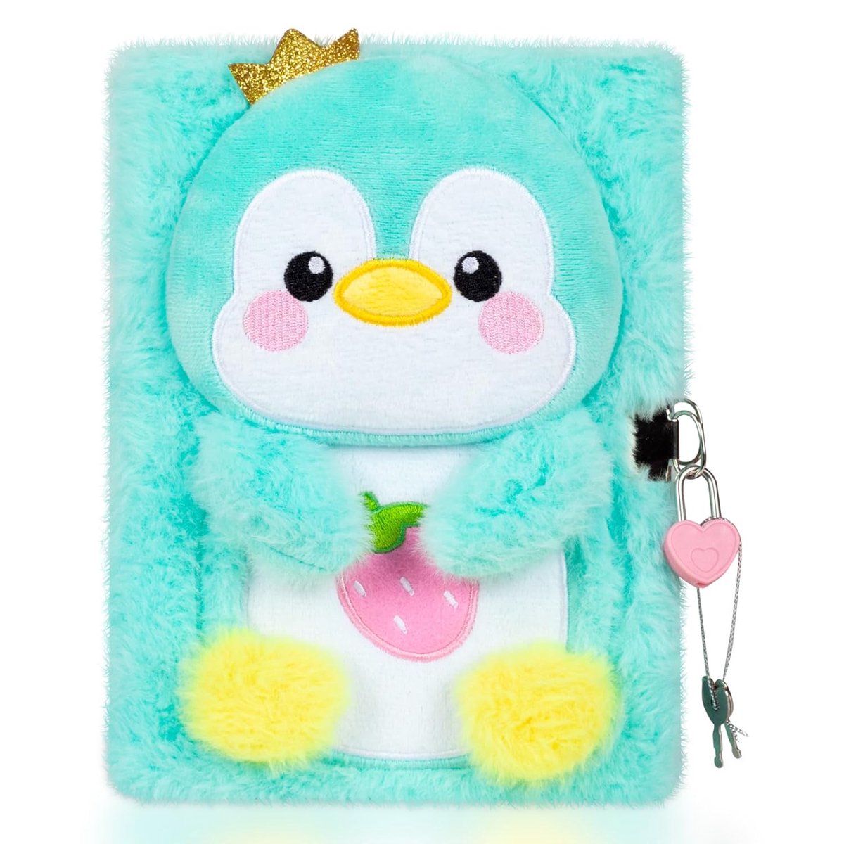 PinkSheep Dagboek met slot en sleutels, pluche dagboek voor kinderen, 160 pagina's, geheim slot, dagboek om te - ShopVlot