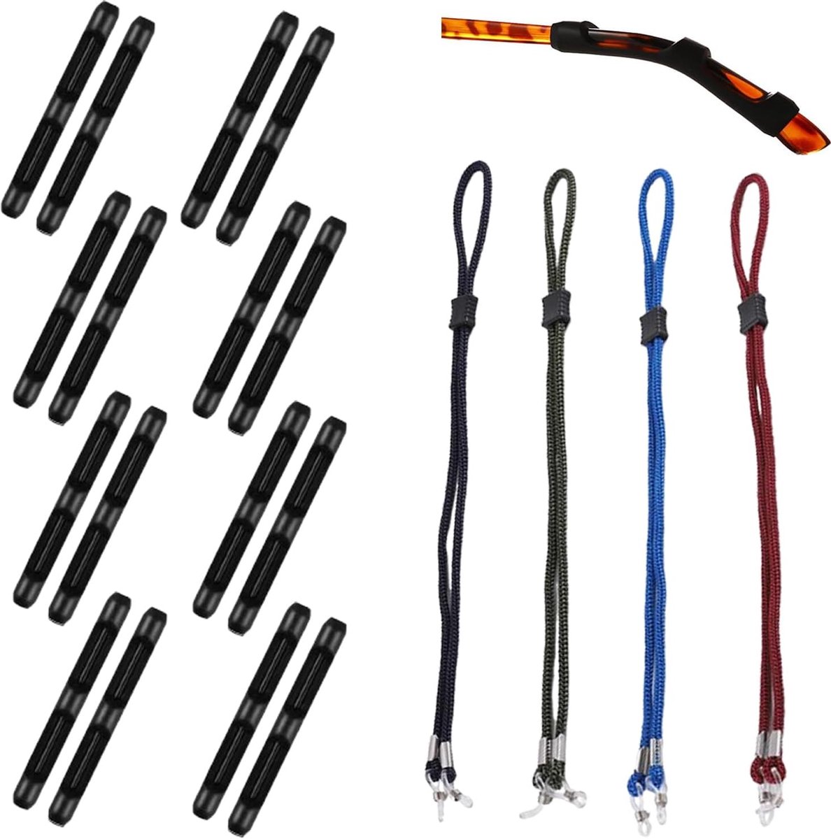 8 stuks brillenoorkussens, antislip, brillenhouder, antislip, siliconen oorkussens voor brillen, met 4 stuks - ShopVlot