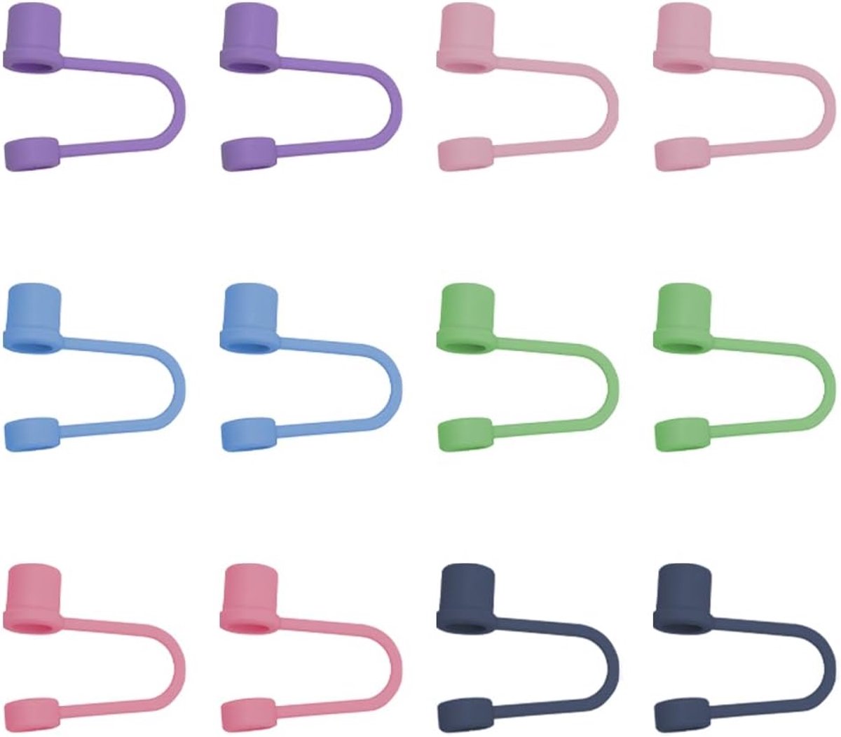 12 stuks rietjes, zacht siliconenmateriaal, 10 mm herbruikbare bekertips, deksels, accessoires, stofdichte en lekvrije - ShopVlot