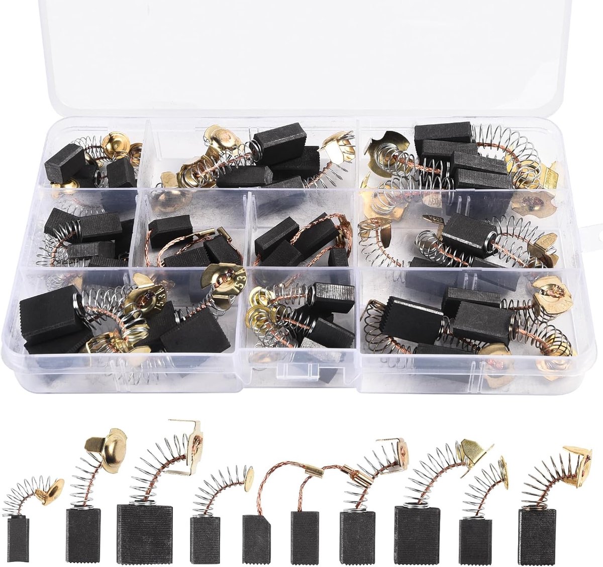 40pcs Replacement Power Tools, Carbon Brushes, 10 Sizes, Motor Carbon Brushes for Power Tools, Carbon Pens, Hammer - ShopVlot