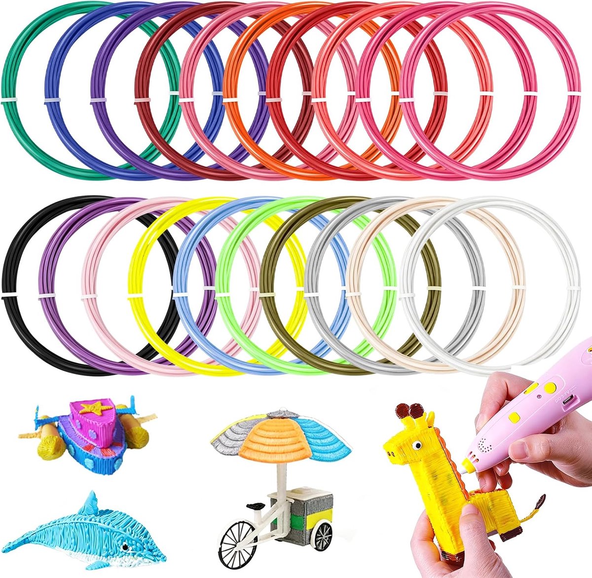 20 colors 3D pen filament PLA 1.8mm per 3M 3D print pen filament set - ShopVlot