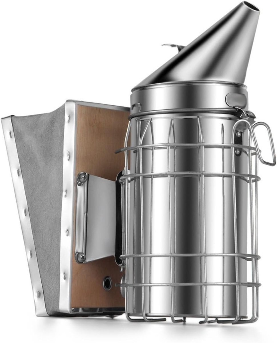 Flexzion kxgj Bee Hive Smoker - Bee Keeper Smoker Beekeeping Equipment Tool Stainless Steel with Heat Shield - ShopVlot