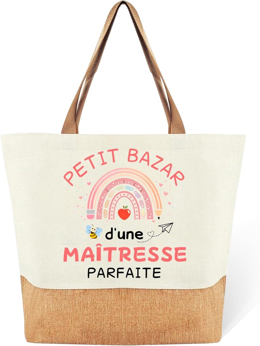 Cadeau voor schoollerares, grote boodschappentas, dank u lerares einde van het jaar, stoffen tas voor leraren - ShopVlot