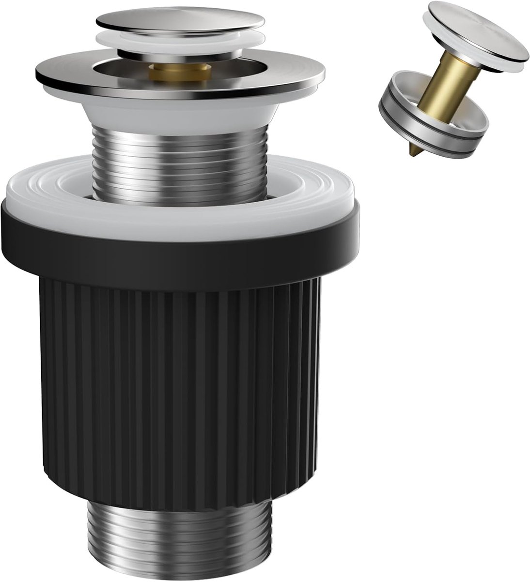 Hibbent Universele afvoergarnituur, pop-up ventiel voor wastafels en wastafels met en zonder overloop, G1 1/4 inch - ShopVlot