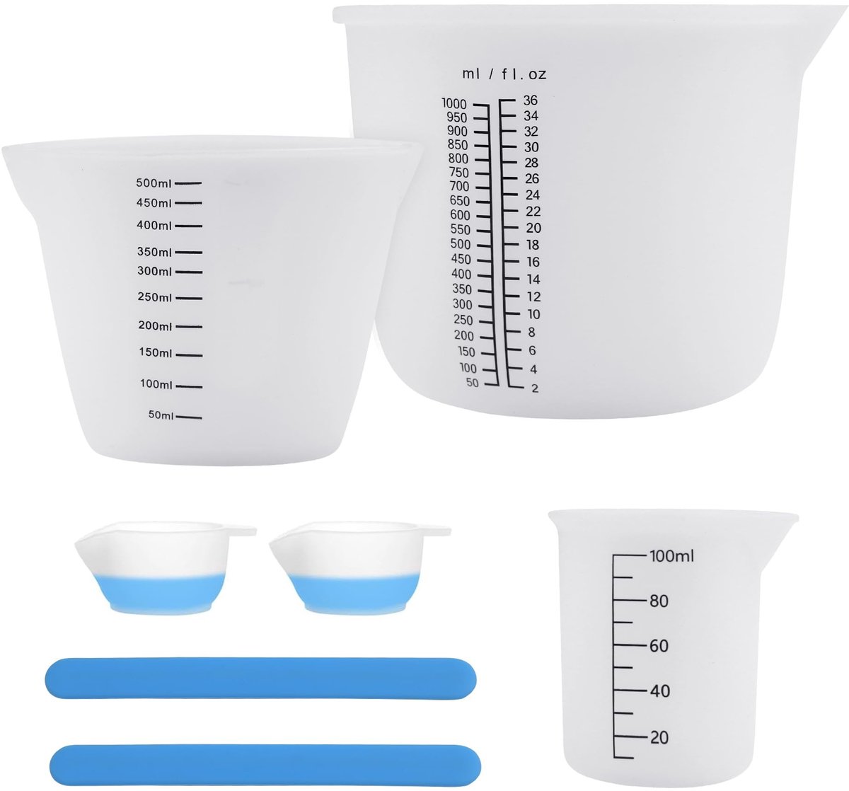 Solidchoice - Siliconen maatbekerset voor epoxyhars - 1000 ml/500 ml/100 ml