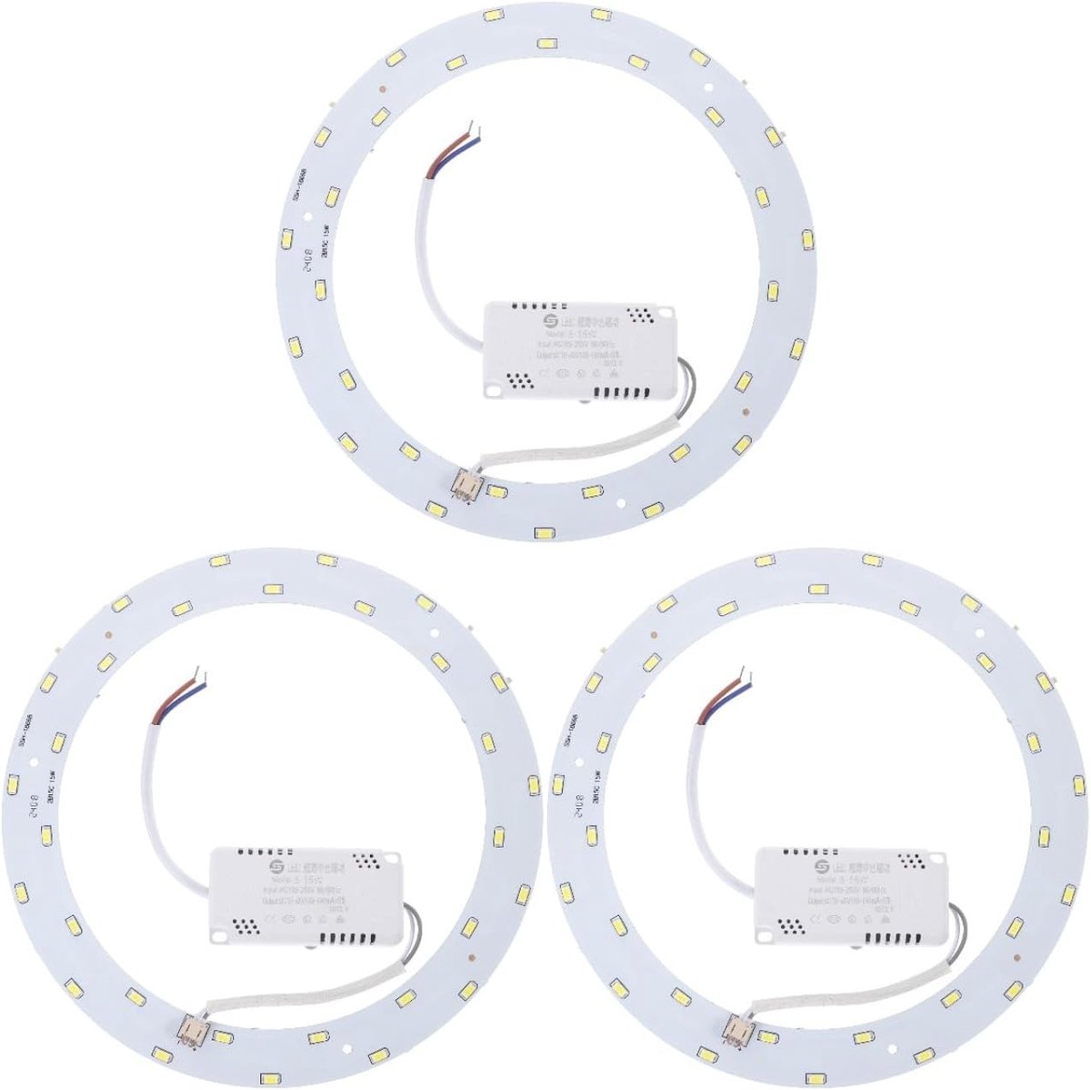 UKCOCO 3-Piece LED Ceiling Light Plate, 5730, 15 W, 32 cm, White, Magnetic Mounting without Tools, 4000K Daylight - ShopVlot