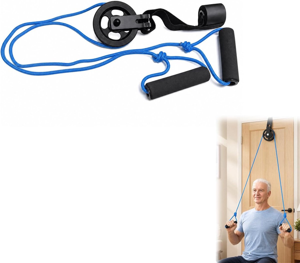 Katrol voor fitnessstudio, katrol, revalidatie, schouderhuis, hefrol met antislip handgrepen, fitnessapparaten voor - ShopVlot