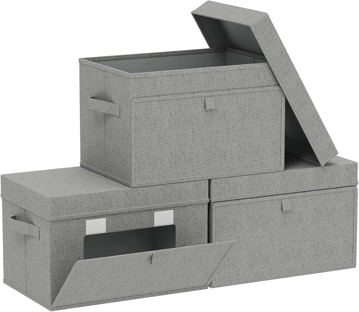 Storage boxes with two handles, 15 x 25 x 25 cm, grey, pack of 3 - ShopVlot