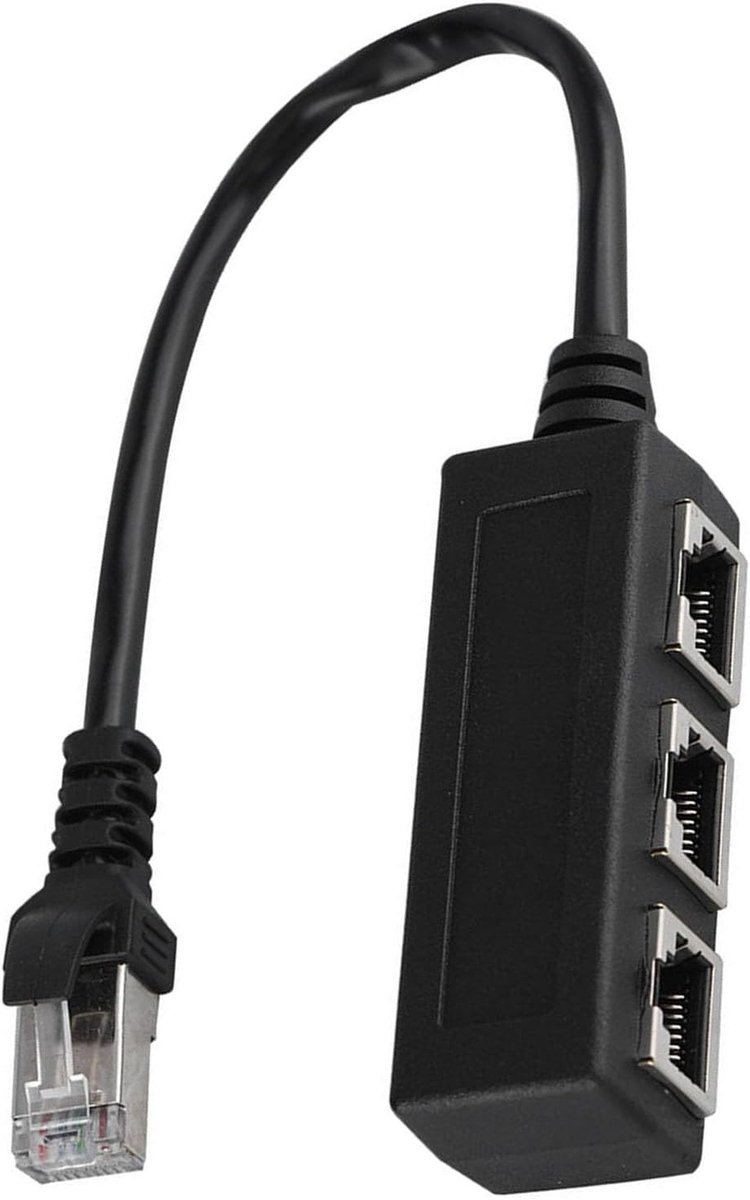 Ejoyous Ethernet Extension Cable, Ethernet Splinter Adapter 1 Male To 3 Female Port RJ45 Plugs with Gold Seeds, for - ShopVlot