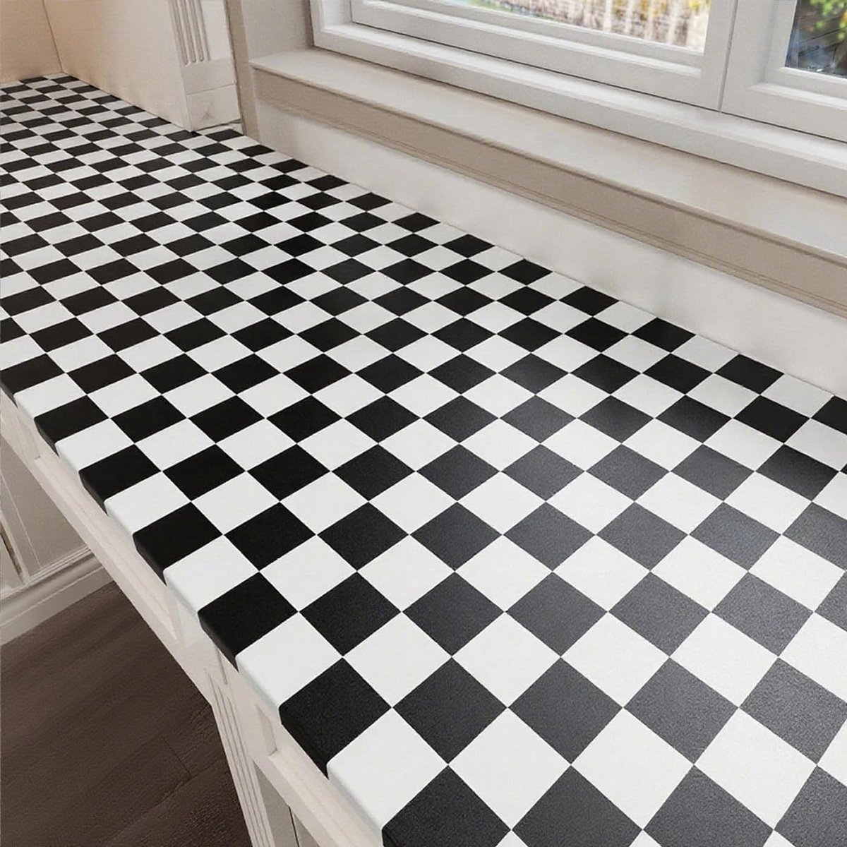 YENHOME Wallpaper Self-Adhesive Film Black White Checked Pattern 60 x 300 cm Wall Wallpaper Self-Adhesive Black White - ShopVlot