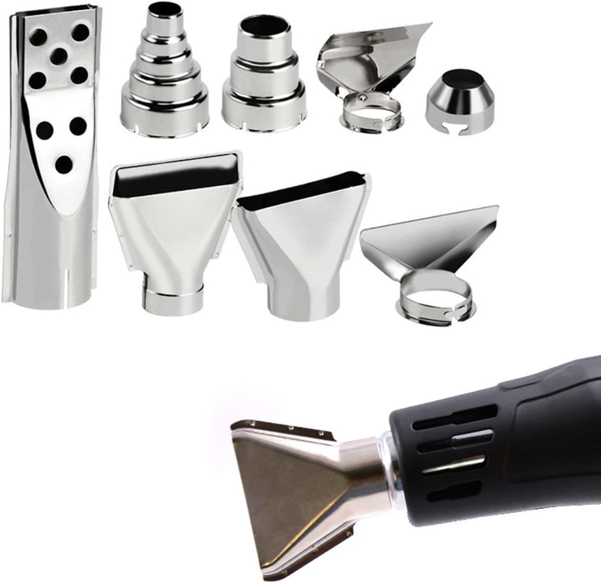 Pack of 8 Hot Air Guns Sprinkler Set Stainless Steel Hot Air Gun Spray Diameter 35-42 mm Heat Fan Tip Hot Air Gun - ShopVlot