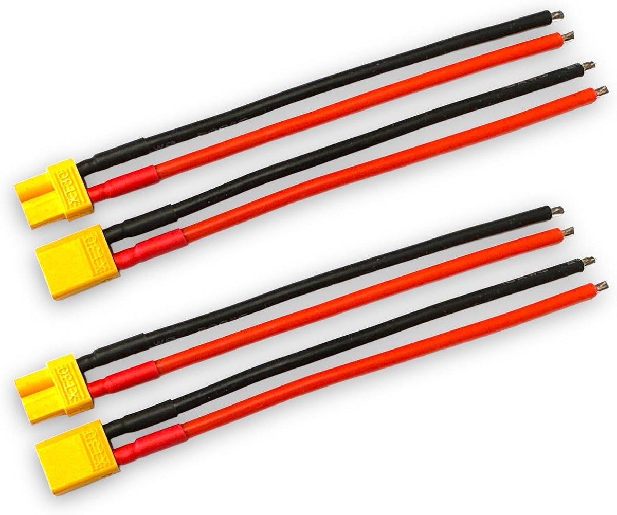 2 pairs (4 pieces) Premium XT30 plugs + socket (Male-Female) incl. 10 cm 16AWG cable adapter cable gold plug for Lipo - ShopVlot
