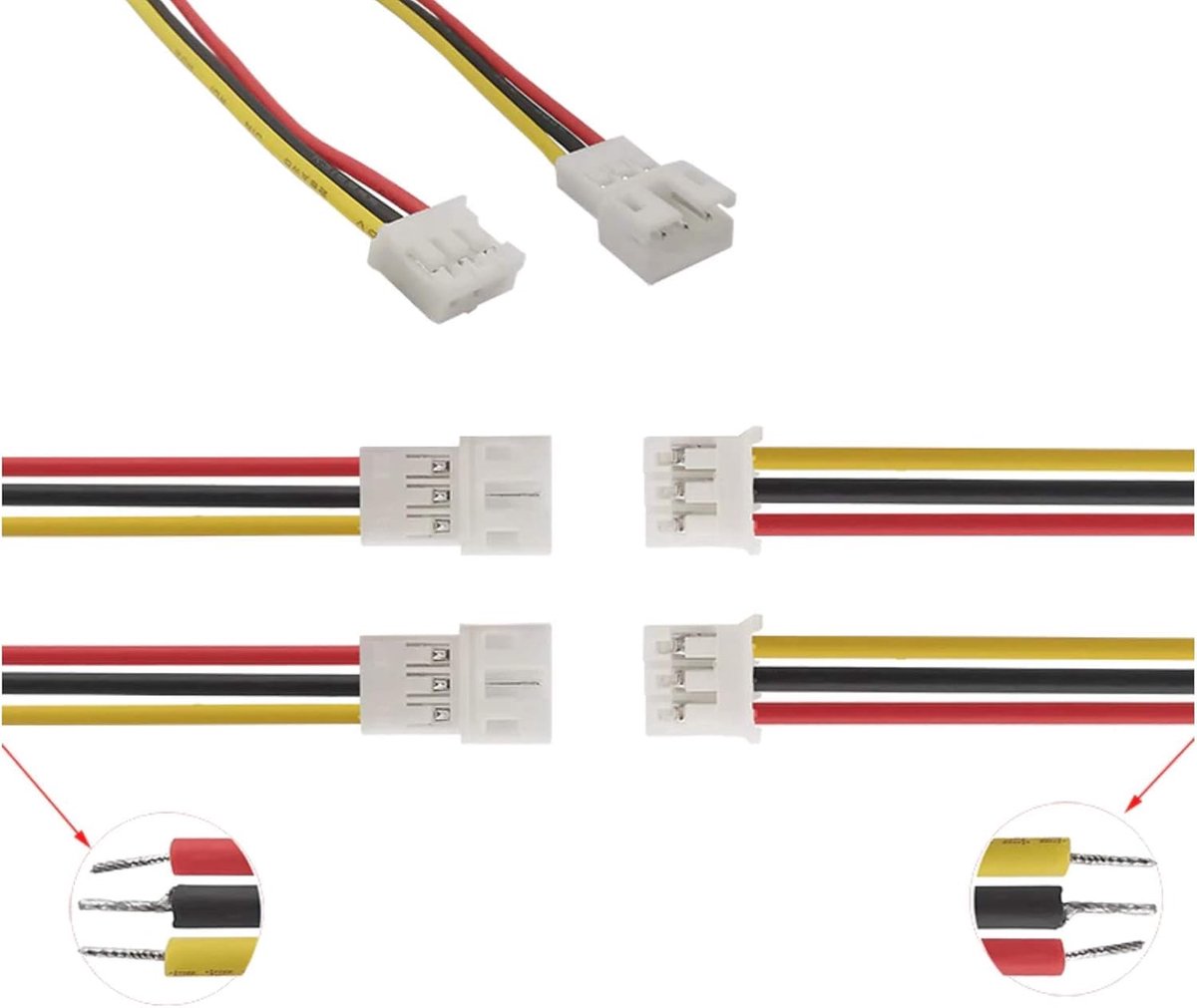 5X pair 10pcs Micro JST PH 2.0 3PIN grid size 2mm plugs male bus female with each 10cm cable extension Lipo Battery - ShopVlot