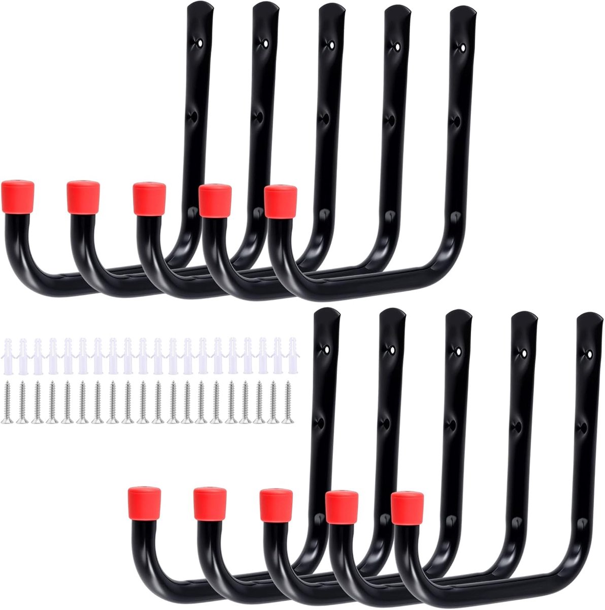 Pack of 10 Garage Hooks Black 20 cm Heavy Duty Garage Hooks for Garage, Garden, Workshop, Cellar - ShopVlot