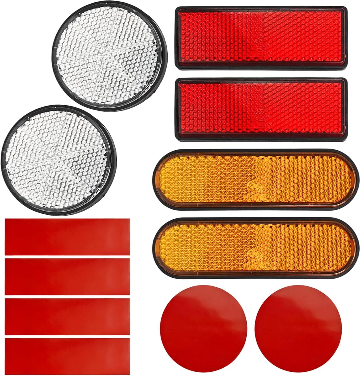 Pack of 6 Rear Reflectors, Safety Reflectors Self-Adhesive, Reflectors for Motorcycles, Bikes, Trailers, Gate Posts - ShopVlot