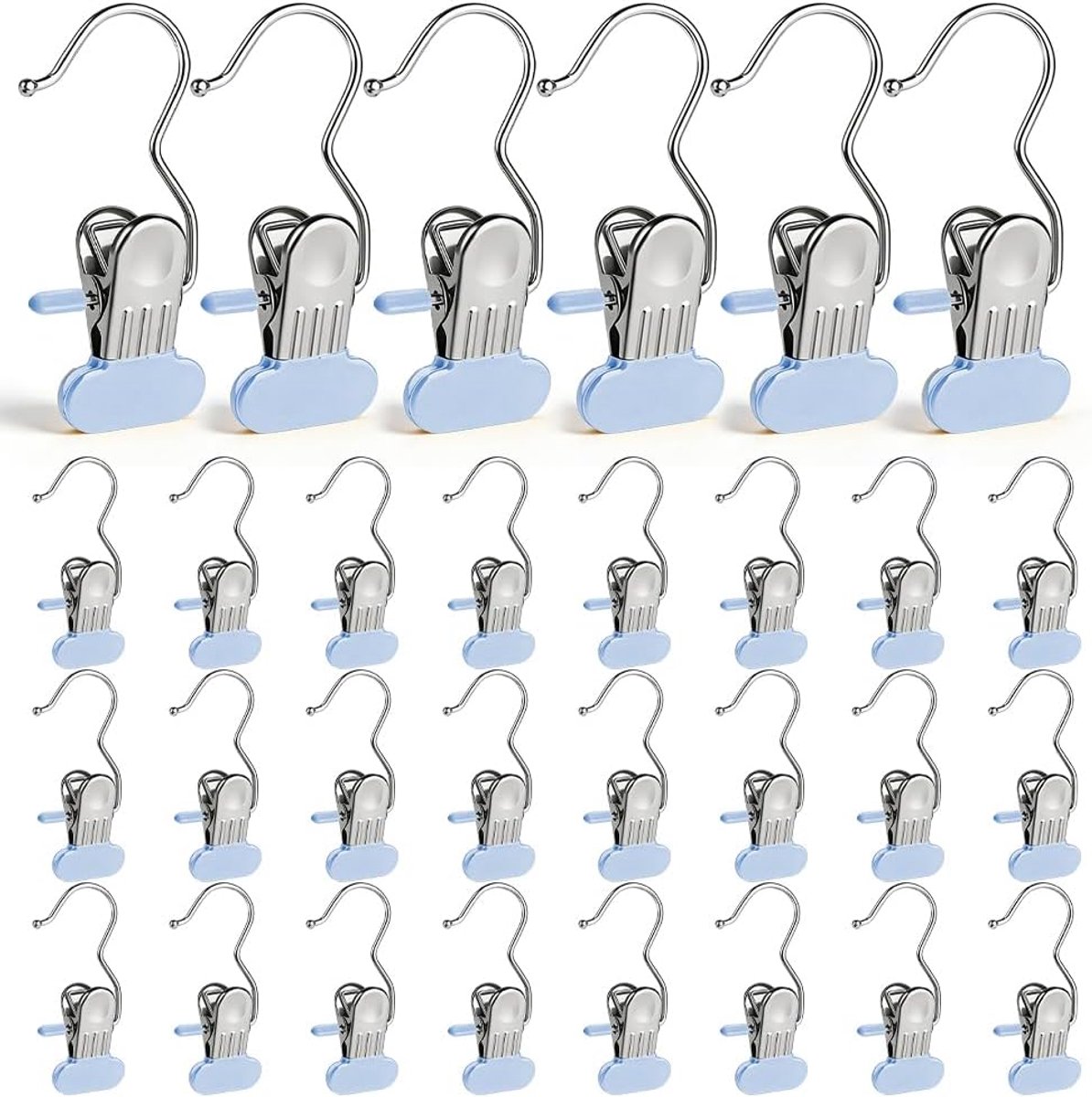 30 stuks wasknijpers, roestvrij staal, zonder afdruk, antislip, kleerhangerclips, robuuste klemmen, multifunctionele - ShopVlot
