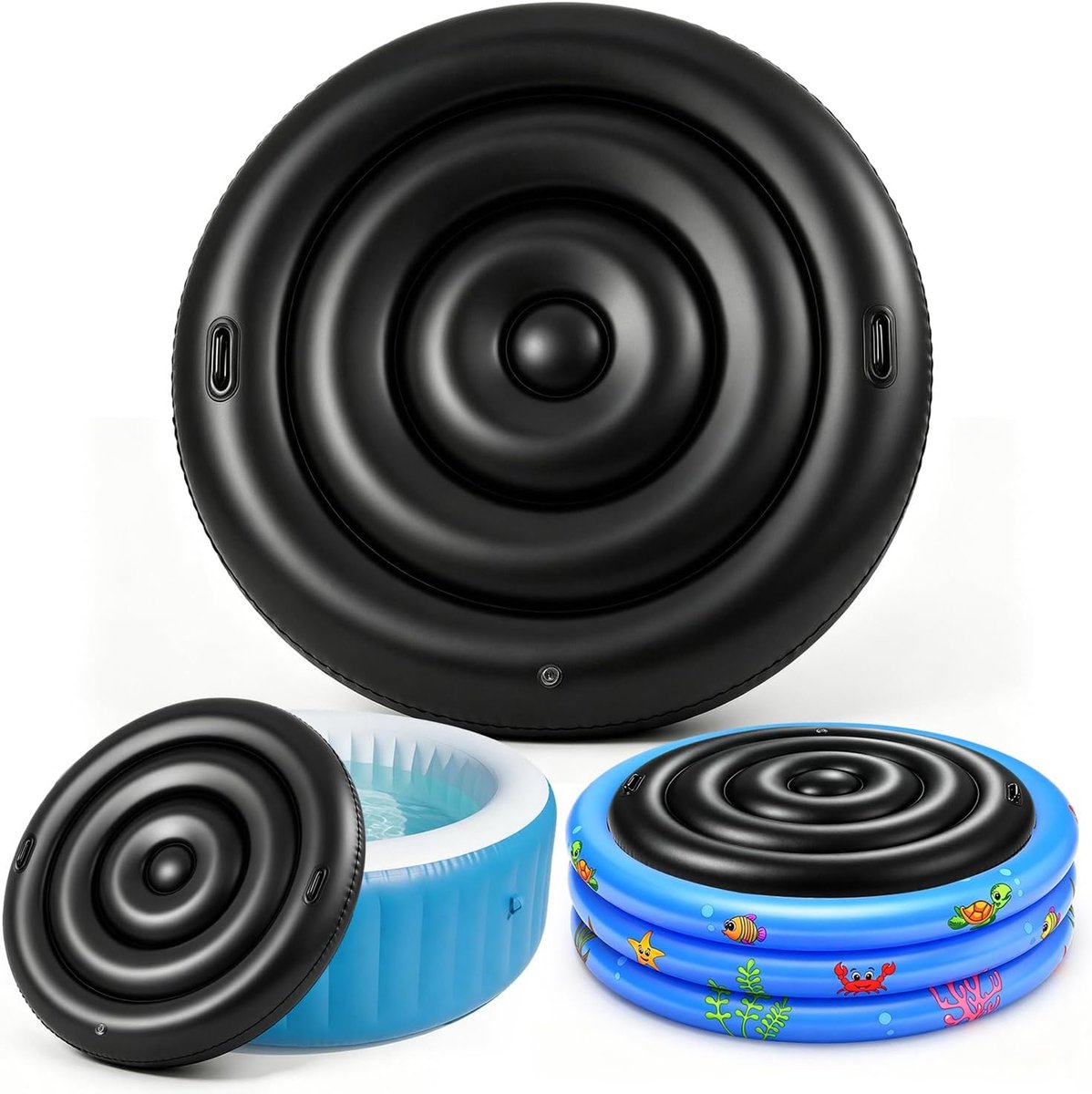 Opblaasbare whirlpoolafdekking, rond, 165 cm, universele whirlpoolafdekking met handgreep, geschikt voor buiten, snel - ShopVlot